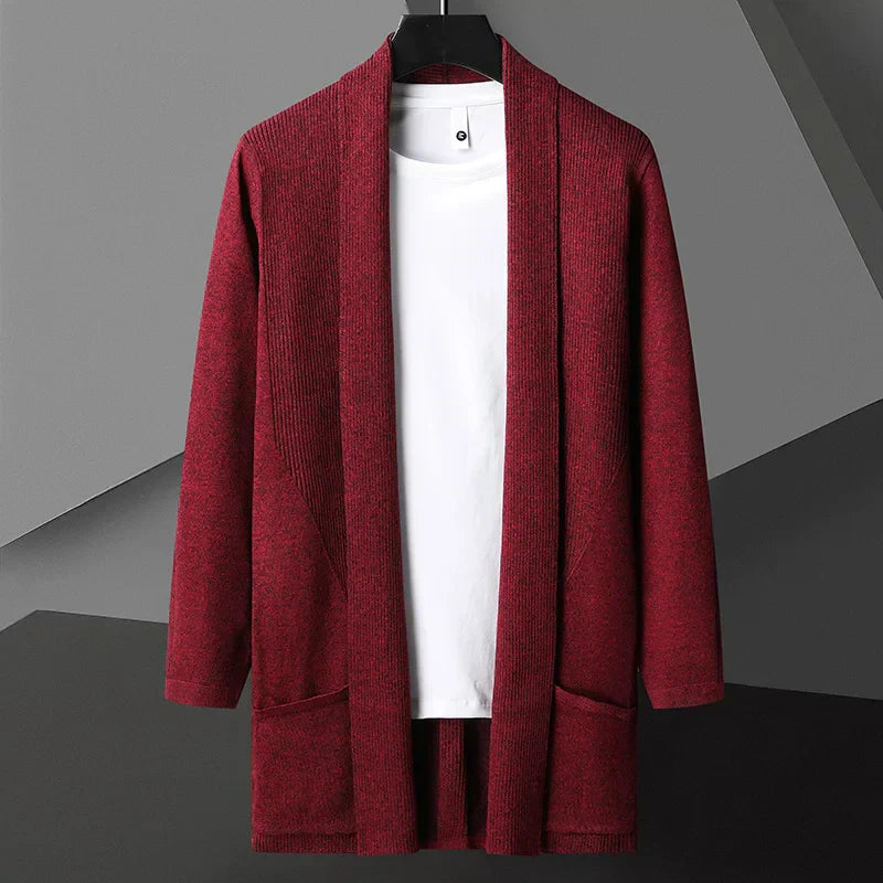Men's Lightweight Cardigan Matte Cotton Linen Blend Open Front