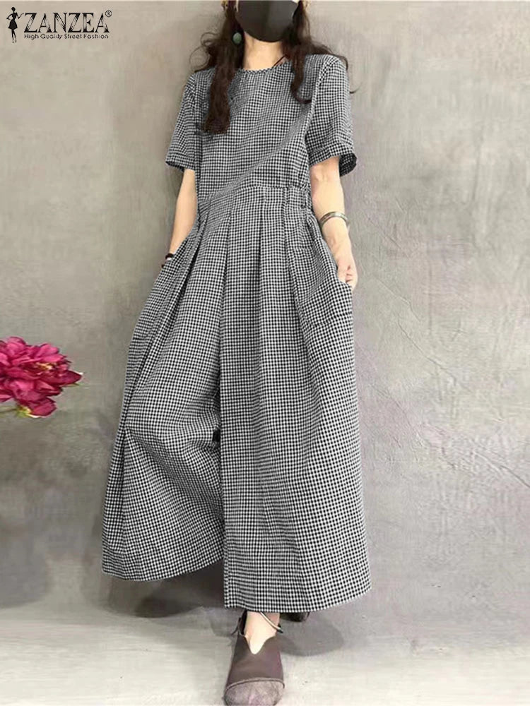 Comfy Plaid Oversized Jumpsuit - OutfitLondon
