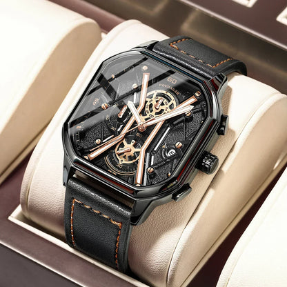 Classic Brown Leather Mens Watch - OutfitLondon