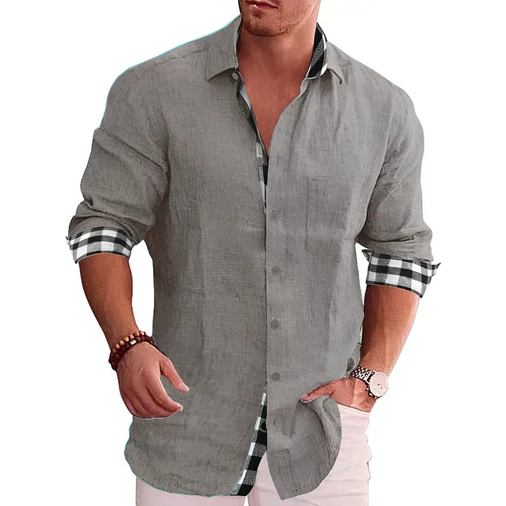 Relaxed Fit Men's Shirt with Rolled Up Sleeves