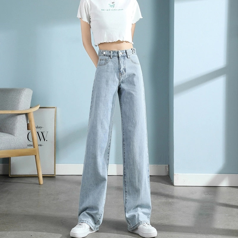 Relaxed Fit High Waist Wide Leg Women's Jeans