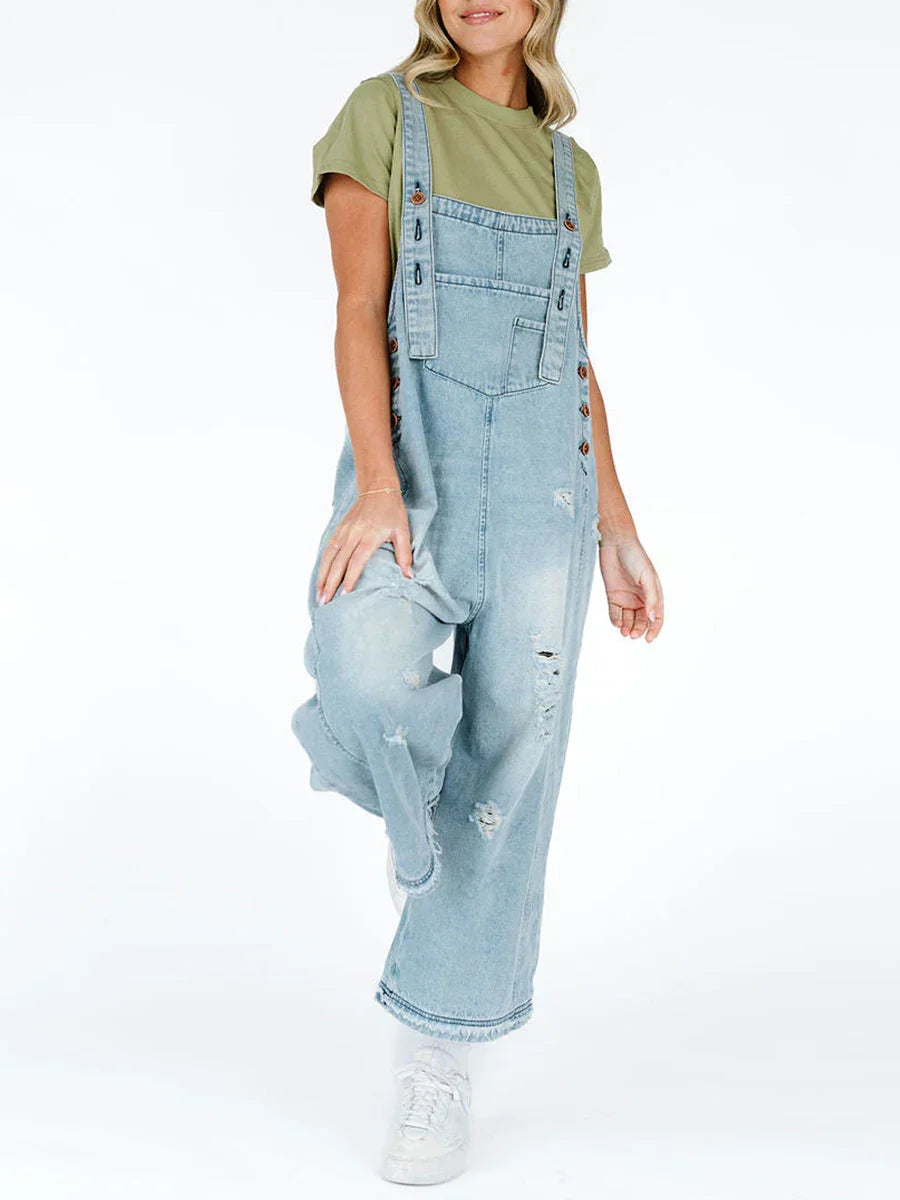 Womens Denim Overalls Light Blue
