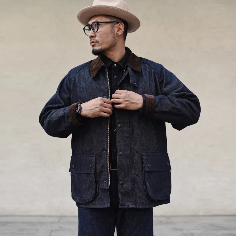 Classic Men's Distressed Denim Trench Coat - OutfitLondon