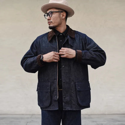 Classic Men's Distressed Denim Trench Coat - OutfitLondon
