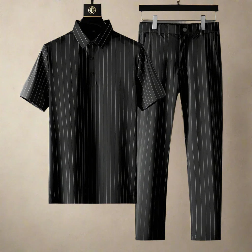 Classic Stripe Polo Suit Set - OutfitLondon