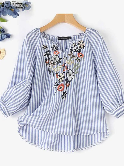 Pretty Flower Pattern Ladies Top - OutfitLondon