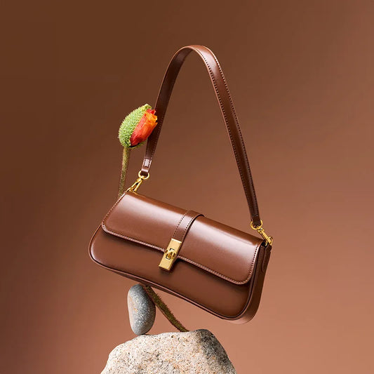 Leather Shoulder Bag Genuine Leather Gold Hardware - OutfitLondon