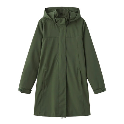 Rainproof Fitted Ladies Long Coat