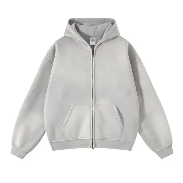 Trendy Ripped Full Zip Hooded Jacket