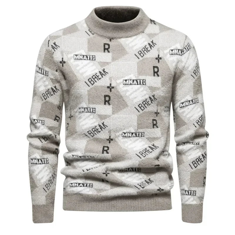 Faux Fur Crew Neck Men's Sweater