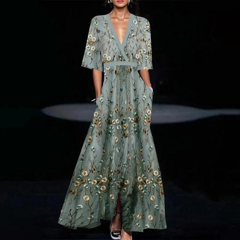 Beautiful Floral Party Dress for Women - OutfitLondon