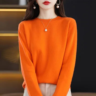 Warm Ladies Cozy Wool Crew Sweater