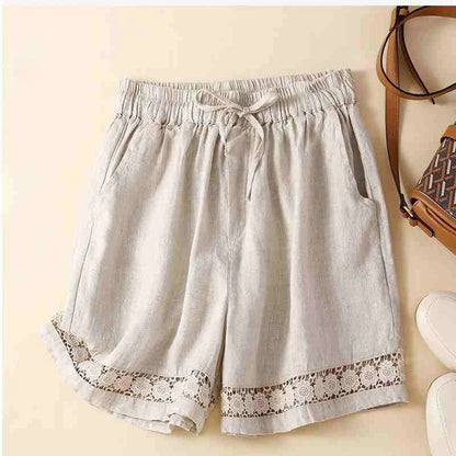 Casual Fit Embroidered Drawstring Shorts