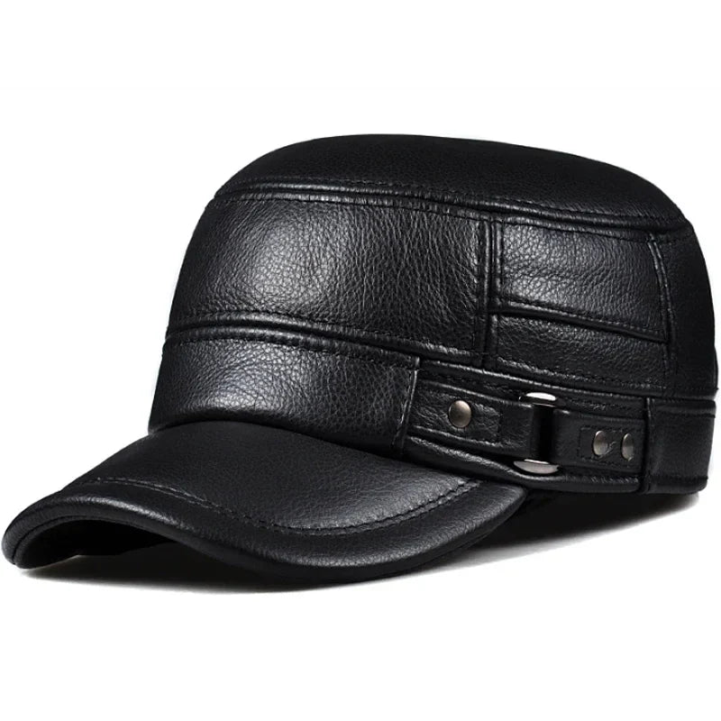 Warm Faux Fur Leather Beanie Hat