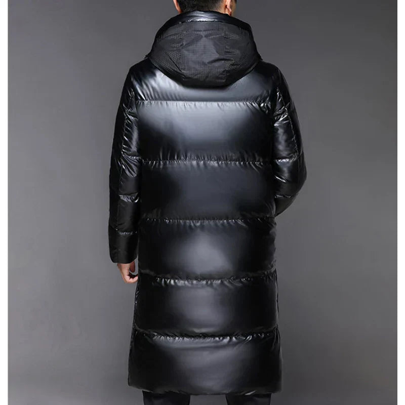 Warm Black Parka Coat with Hood for Men