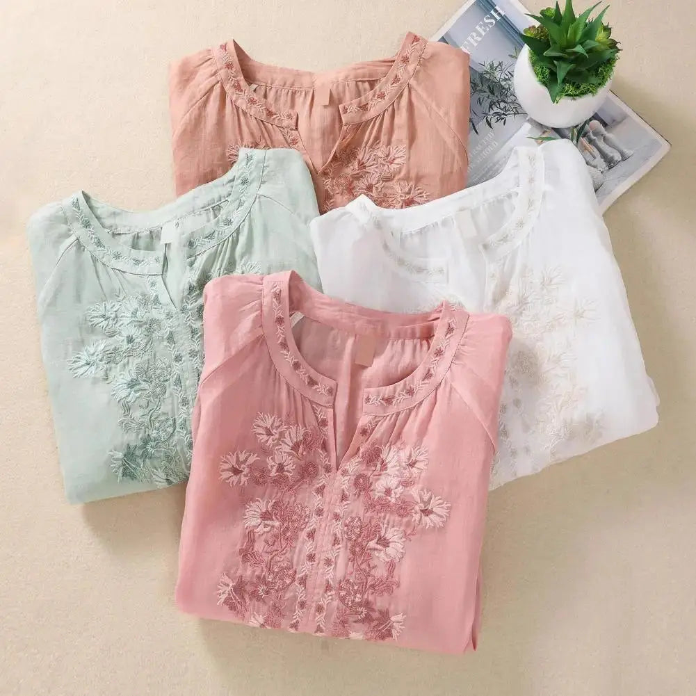 Delicate Floral Loose Fit Summer Blouse