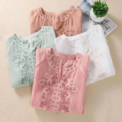 Delicate Floral Loose Fit Summer Blouse