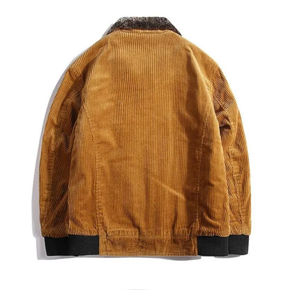 Warm Mens Quilted Bomber Jacket with Faux Fur Trim