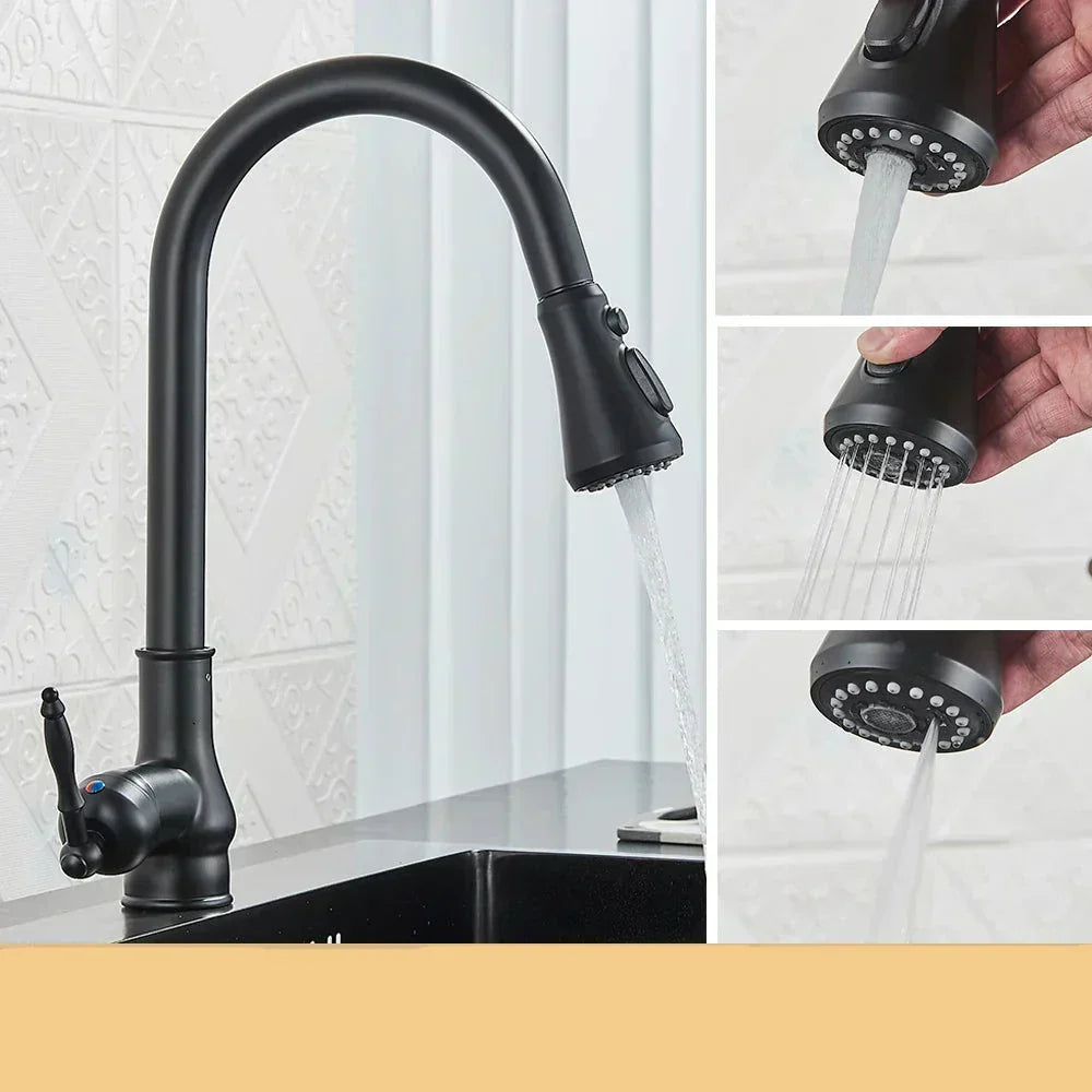 Traditional Bronze Kitchen Faucet With Swivel Spout And Oil Rubbed Finish