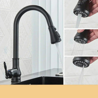 Traditional Bronze Kitchen Faucet With Swivel Spout And Oil Rubbed Finish