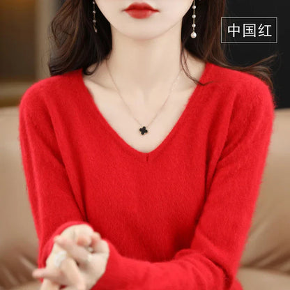 Soft Cashmere V Neck Sweater For Women Fit