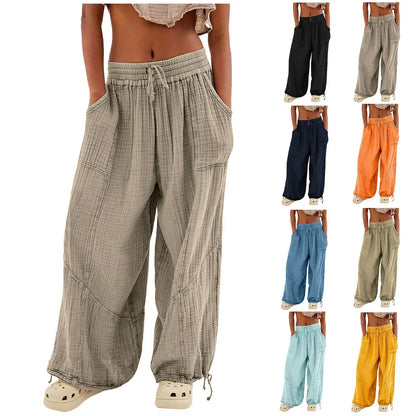 Comfortable Loose Fit Beach Pants with Pockets - OutfitLondon