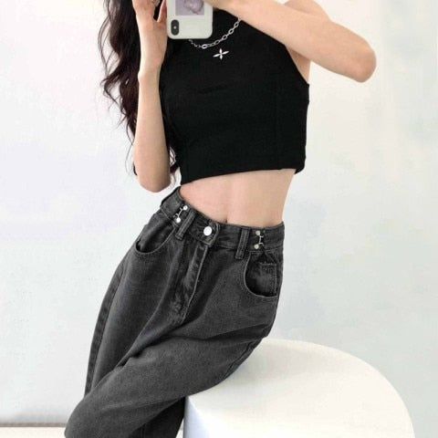 Relaxed Fit High Waist Wide Leg Women's Jeans