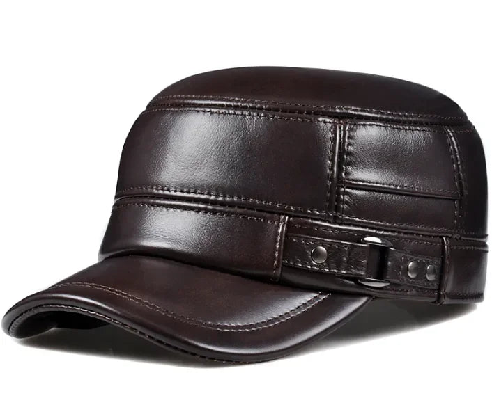 Warm Faux Fur Leather Beanie Hat