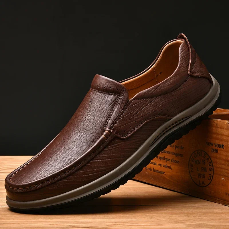 Real Leather Slip On Shoes - OutfitLondon