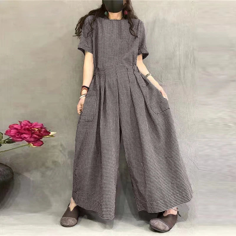 Comfy Plaid Oversized Jumpsuit