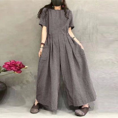 Comfy Plaid Oversized Jumpsuit