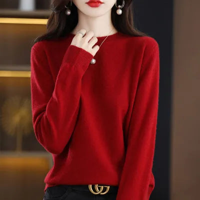 Warm Wool Crew Neck Women's Winter Sweater