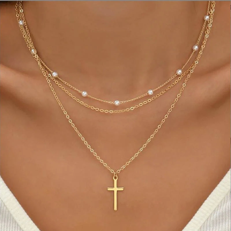 Delicate Multi-Layer Gold Silver Heart Necklace