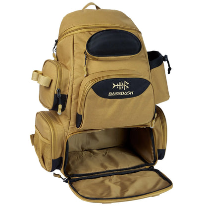 Waterproof Fishing Tackle Backpack with Rod Pocket & Rain Hood