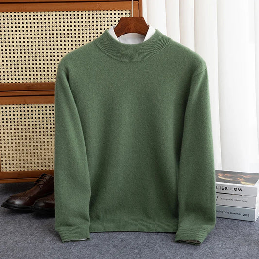 Men's Wool Sweater Half Zip Soft Warm - OutfitLondon