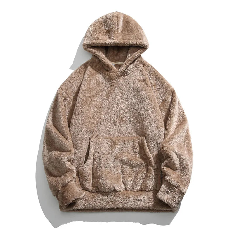 Mens Oversized Fleece Hoodie Soft Relaxed Fit Drawstring