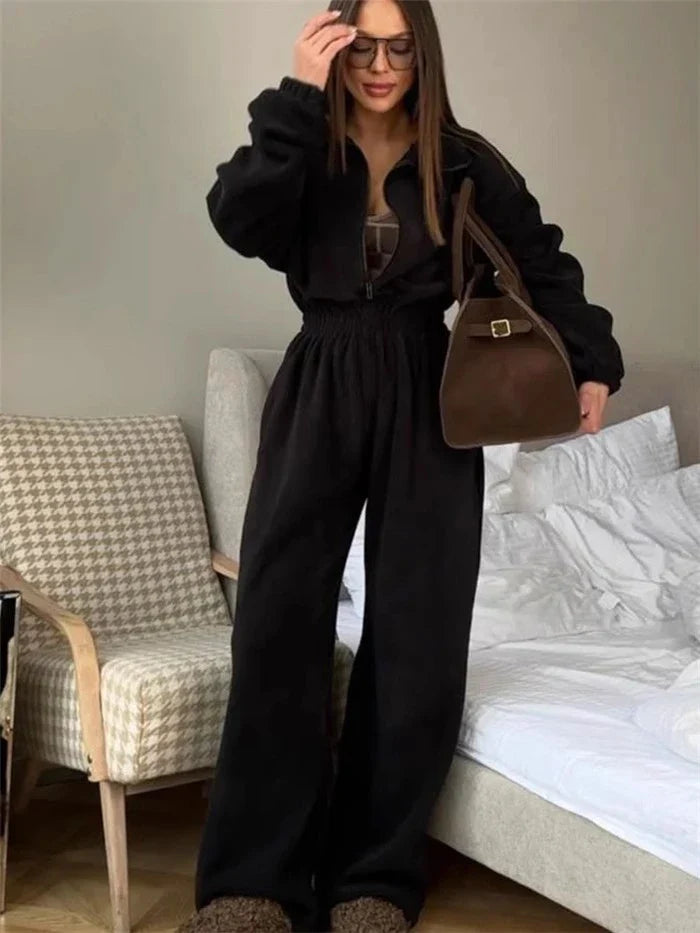 Women's Zipper Hooded Jumpsuit Suit