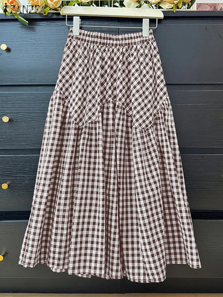 Plaid Pleated Midi Tartan Skirt
