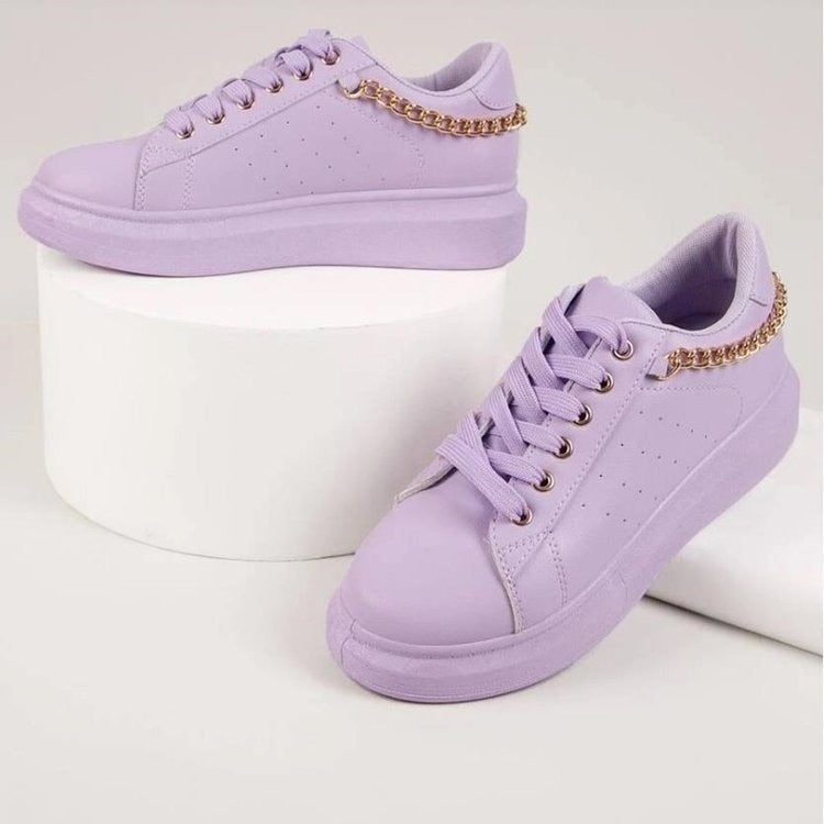 Stylish Ladies Low Top Shoes with Metallic Accents - OutfitLondon
