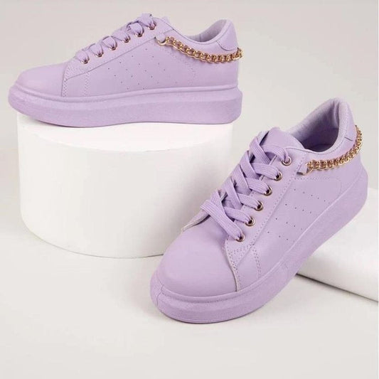 Stylish Ladies Low Top Shoes with Metallic Accents - OutfitLondon