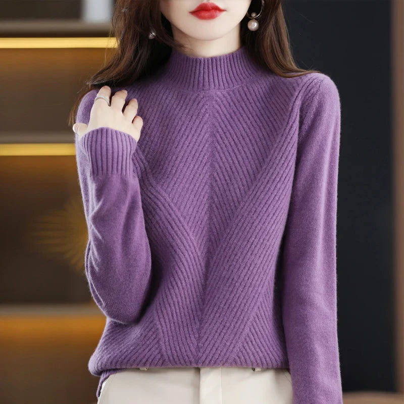 Cozy Ladies Cable Knit Pullover Sweater