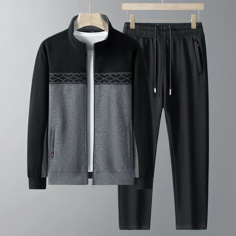 Sporty 2 Piece Tracksuit with Zipper Jacket - OutfitLondon
