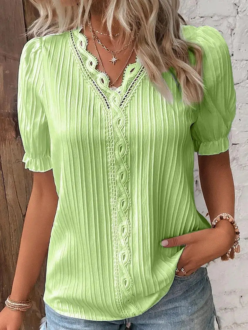 Women's Short Sleeve Lace Blouse