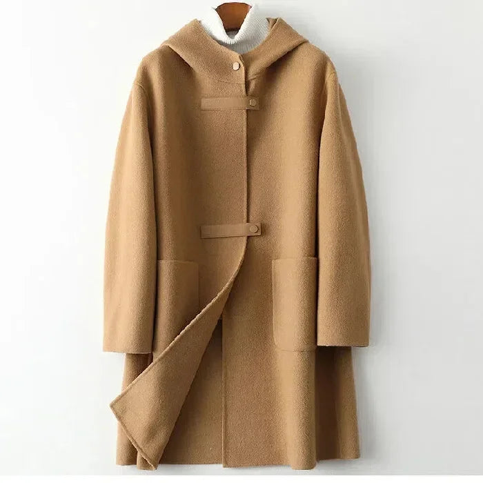 Women's Hooded Wool Overcoat - OutfitLondon