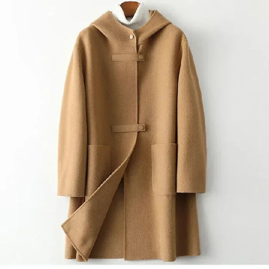 Women's Hooded Wool Overcoat - OutfitLondon