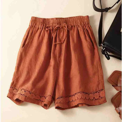 Casual Fit Embroidered Drawstring Shorts