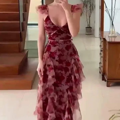 Beautiful Floral Long Evening Dress
