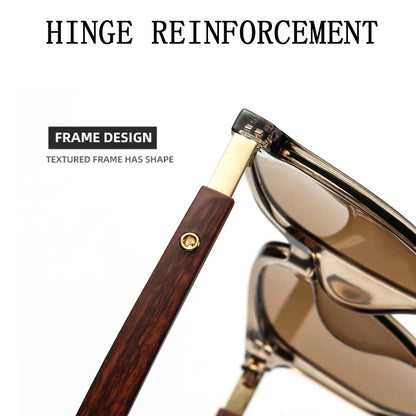 Trendy Wooden Frame Aviator Sunglasses