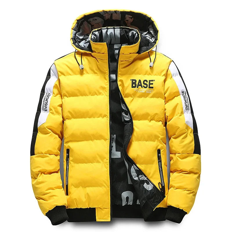 Mens Padded Jacket Water Resistant Thick Insulation Detachable Hood