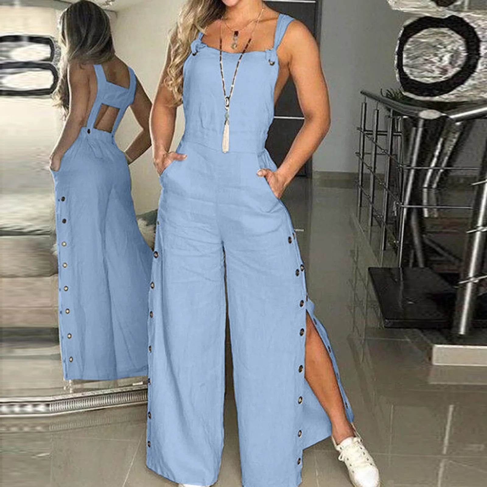 Loose Fit Garden Print Jumpsuit - OutfitLondon
